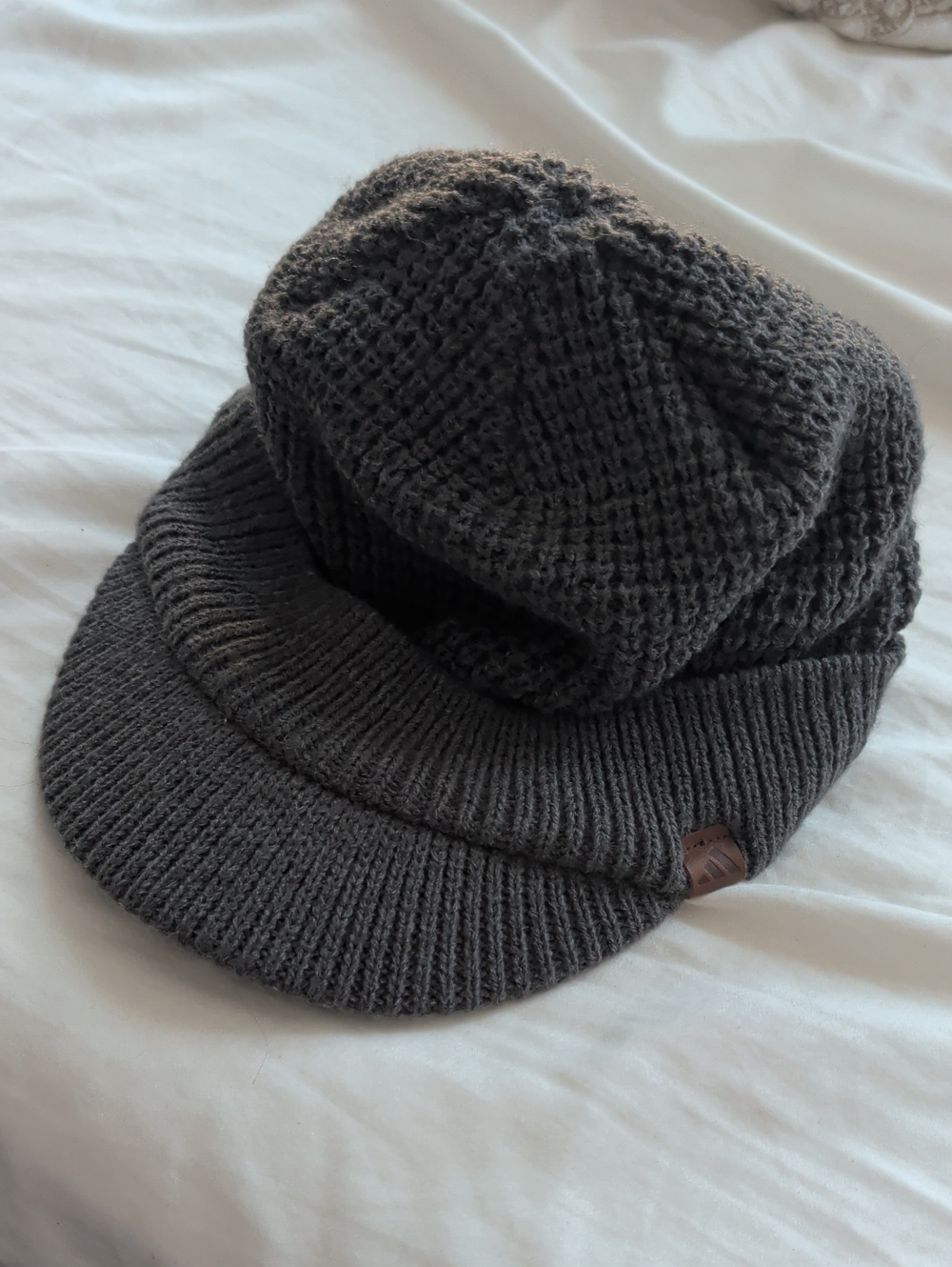 Knit Adidas Visor Beanie Hat in Charcoal